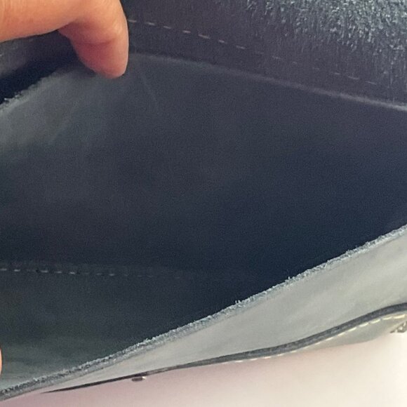 Portland Leather Goods Envelope Clutch Crossbody Bag Gray Convertible - Picture 9 of 15